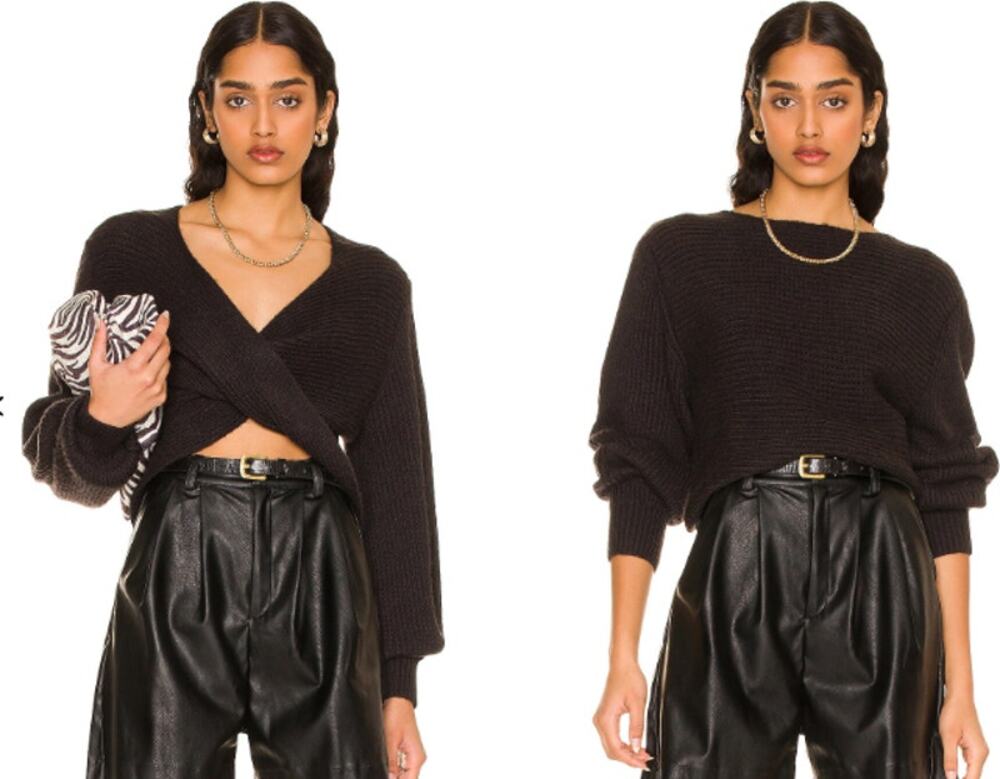 525 America Two Way Twist Convertible Black Sweater NWT S